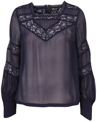 Topshop Lace Trim Blouse