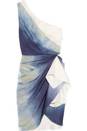 Alice + Olivia Bree Tie-Dye Silk One-Shoulder Dress