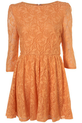 Topshop Orange Lace Flippy Dress