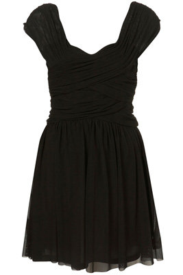 Topshop Black Ruched Front Mesh Dress