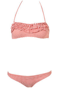 Topshop Frill Stripe Bandeau Bikini