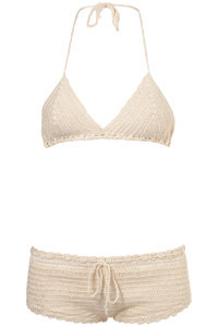 Topshop Cream Crochet Bikini