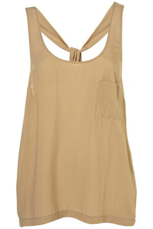 Topshop Khaki Knot Back Pocket Cami