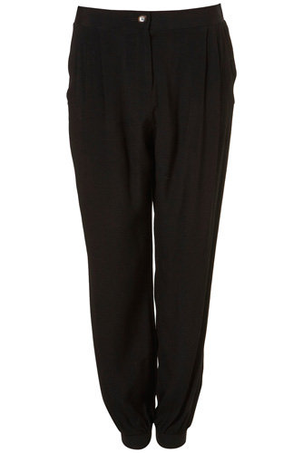 Topshop Black Jersey Cuff Crepe Trousers