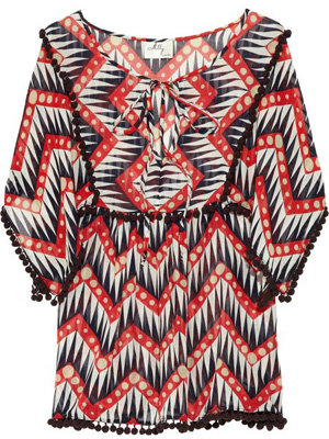 Milly Tribal Cotton and Silk-Blend Top