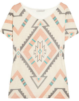 Sandro Tek Printed Linen-Jersey T-Shirt