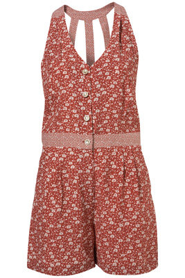 Topshop Rust Tribal Floral Playsuit