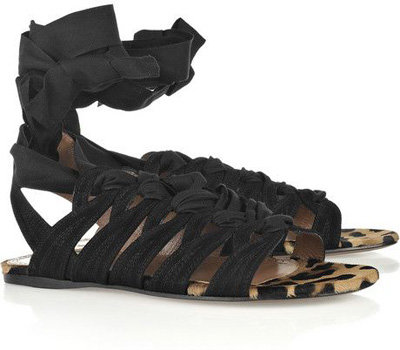 Alaïa Suede and Calf Hair Sandals