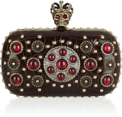 Alexander McQueen Byzantine Queen Skull Crocodile Box Clutch