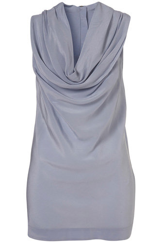 Topshop Blue Cowl Neck Silk Sleeveless Top