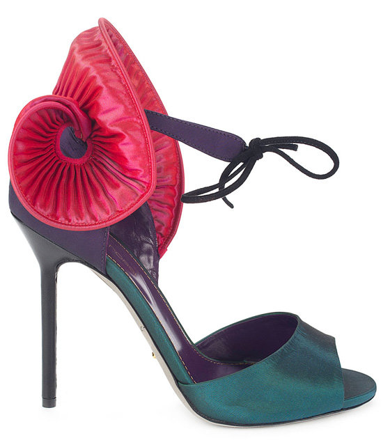 Green and Pink Satin Dalia Sandal