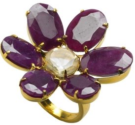 Ruby & Citrine Flower Ring