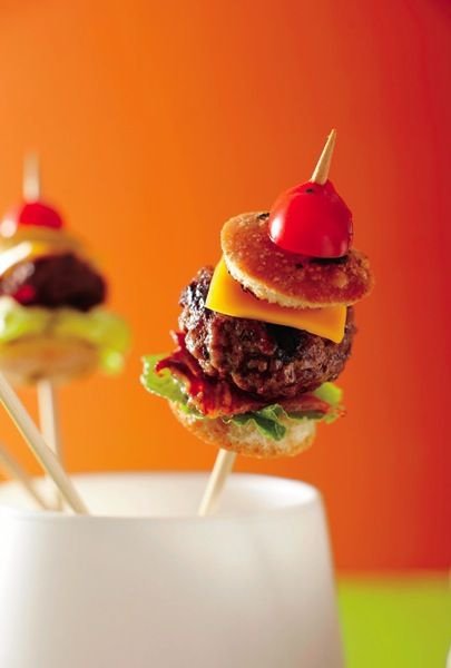 Bite-sized Burger Skewers