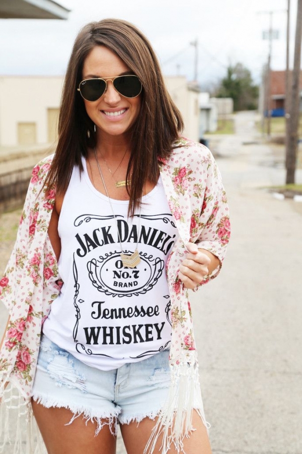 Jack Daniel's Graphic-T + Floral Kimono