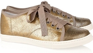 Lanvin Metallic Cracked Leather Sneakers