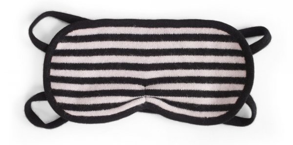 CASHMERE EYE MASK - BLACK & PALE PINK