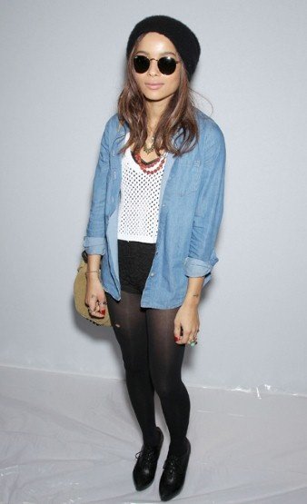 Chambray and Tights