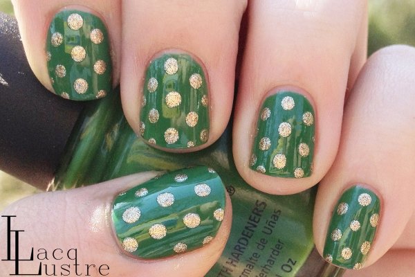 Perfect Gold Dots on Green