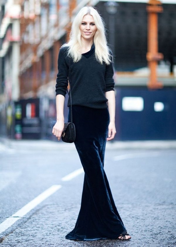 Velvet Maxi Skirt