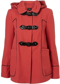 Topshop Metal Clasp Hooded Coat