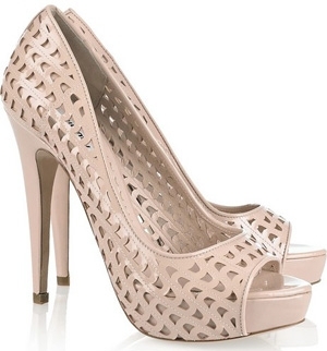 Miu Miu Perforated Patent Leather Peep-Toe Pumps