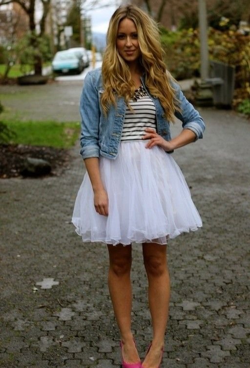 Jean jacket hot sale with tulle skirt