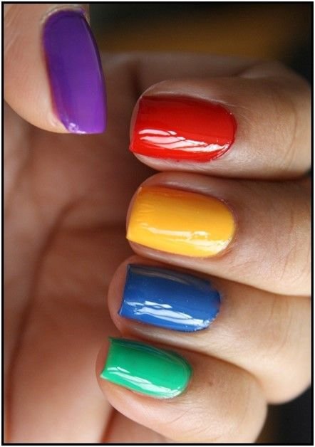 Each Nail a Different Color - 33 Rainbow Nail Inspo Girls Who…