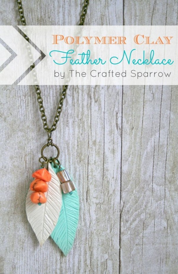 Polymer Clay Feather Necklace