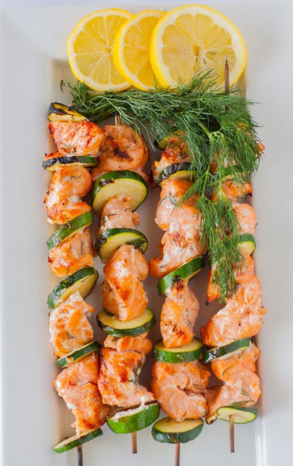 Lemon & Dill Barbecue Salmon Kabobs