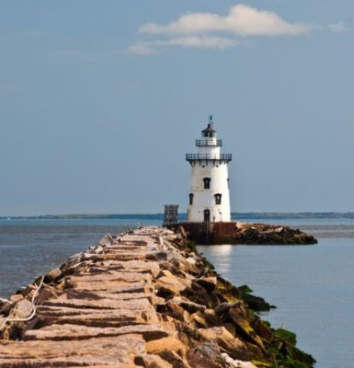 lighthouse, tower, promontory, sea, coast,