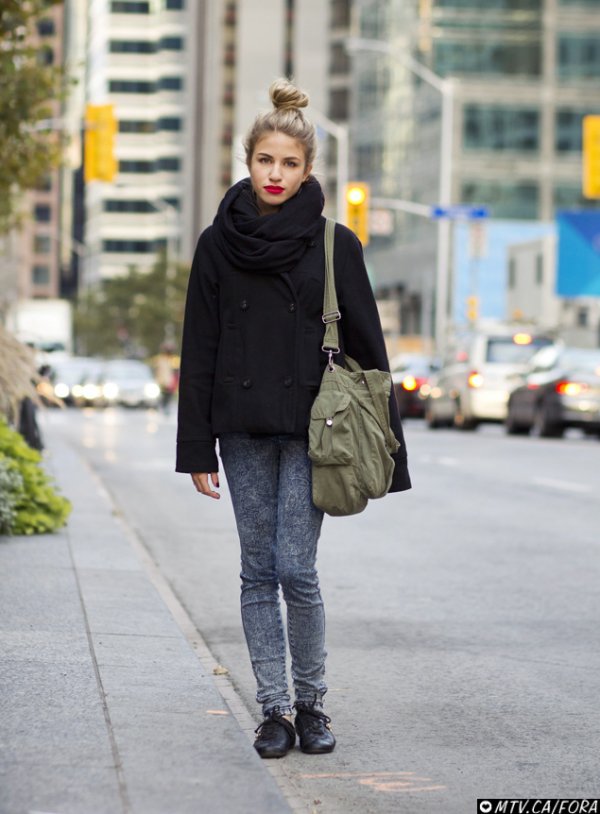 Acid Wash Jeans and a Sock Bun
