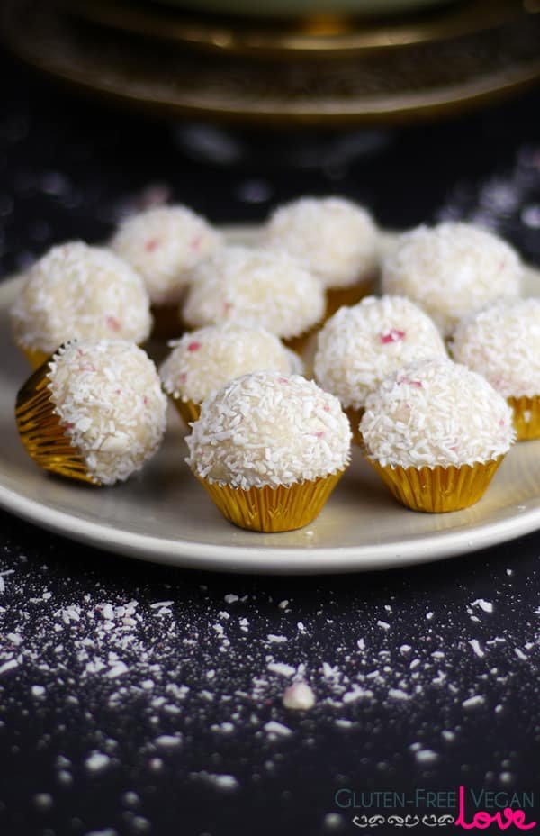 Gluten-Free Vegan Candy Cane Snowballs