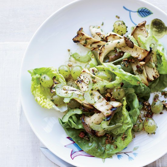 Celery, Grilled Grape and Mushroom Salad