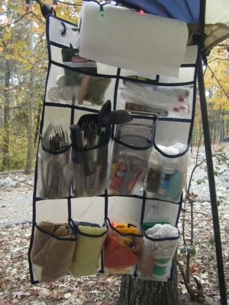Use a Shoe Organizer for Cooking and Eating Utensils