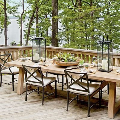 Pair a Wood Table with Iron Chairs for Rustic Lakeside Dining