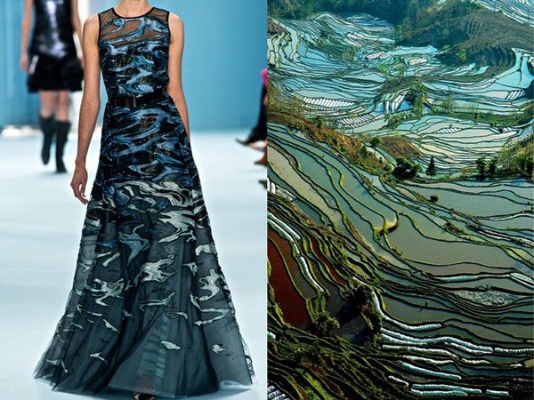 Carolina Herrera Fall 2015 RTW and Rice Field of Yunnan, China by Isabelle Chauvel