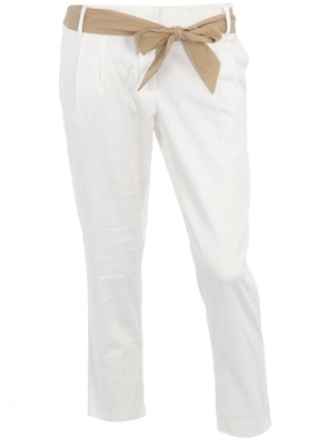 Dorothy Perkins White Bow Pleat Leg Trousers