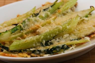 Baked Swiss Chard Stems with Olive Oil and Parmesan