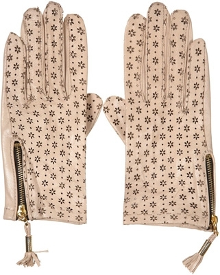 Topshop Cream Floral Laser Cut Gloves