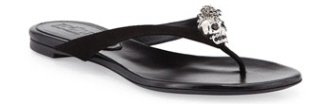 Alexander McQueen Skull-Detail Suede Thong Sandal