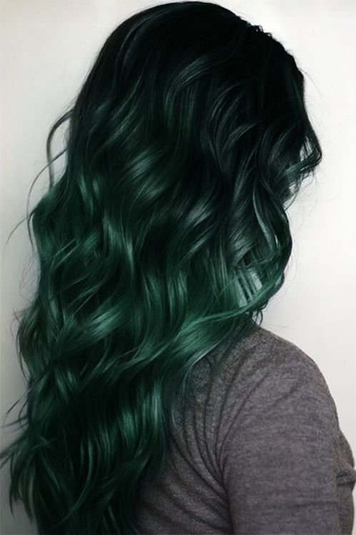 Black to Dark Green Mermaid Ombre