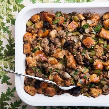 Challah, Sausage and Dried Cherry Stuffing