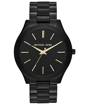 Women's Slim Runway Black-Tone Stainless Steel Bracelet Watch