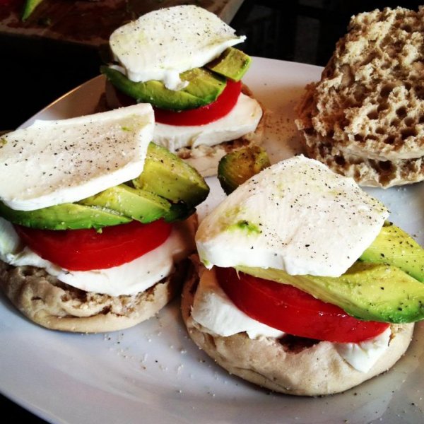 Mozzarella, Tomato, Pesto, Grilled Cheese with Avocado