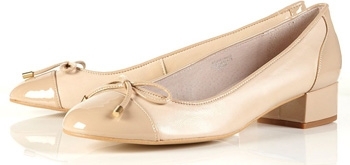 Topshop Jive Nude Patent Toe Stack Heel Pumps