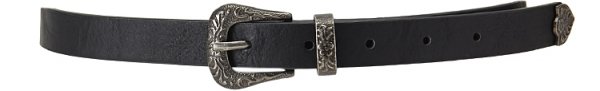 Etched-Buckle Faux Leather Belt