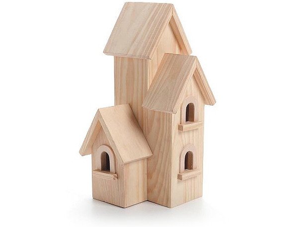 Natural Wood Birdhouse Manhatton, 12-Inch