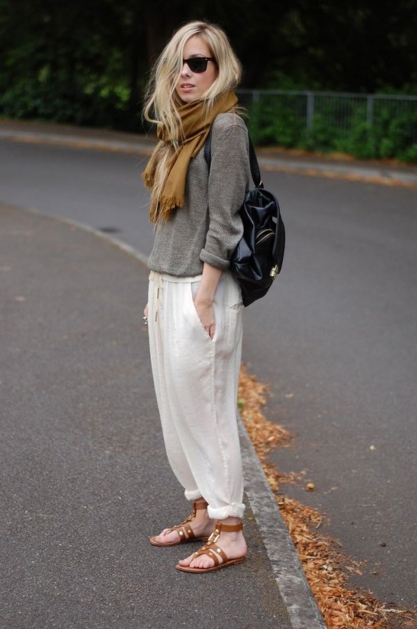 grey pants street style