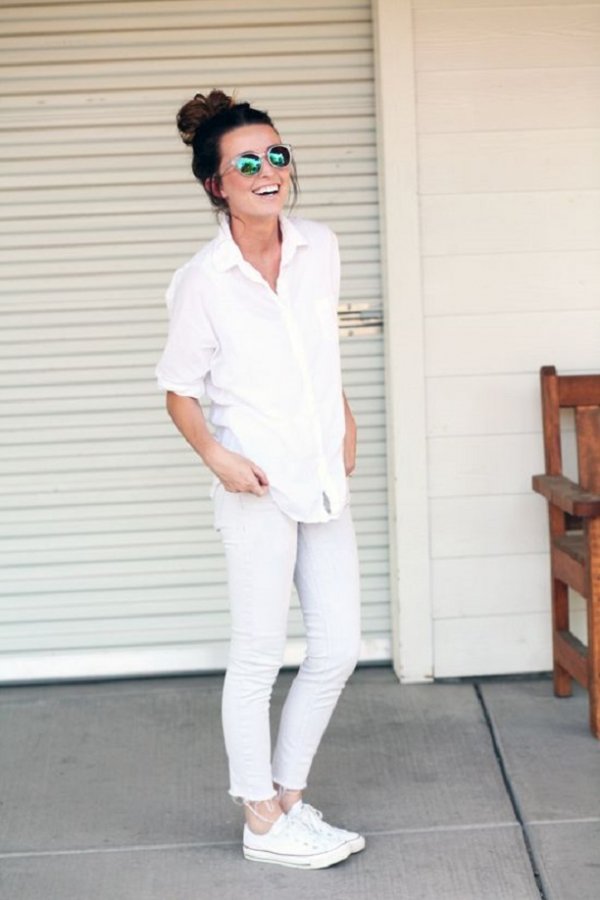 White Shirt with White Denim