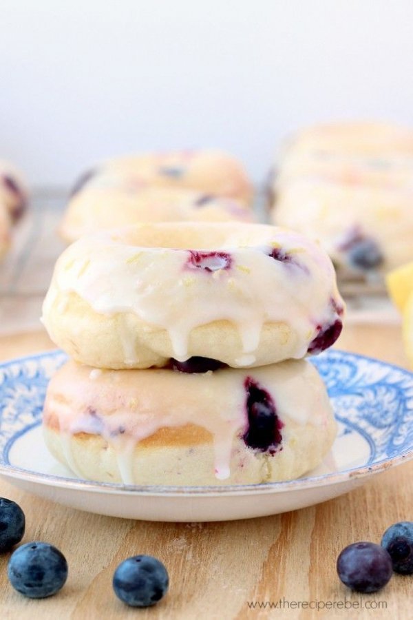 Baked Lemon Blueberry Doughnuts